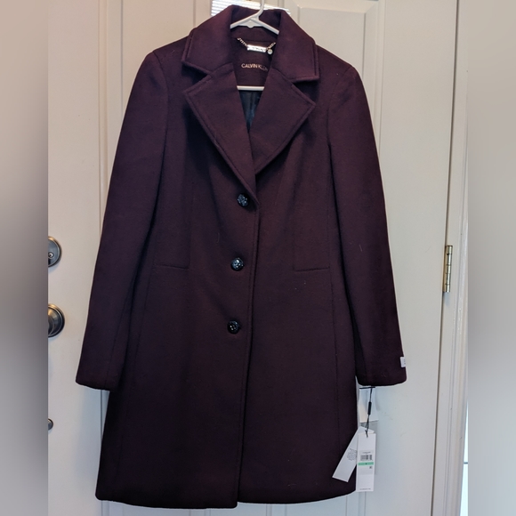 CK CASHMERE Wool Blend Coat NEW Size 8 Red Calvin Klein - Picture 7 of 16